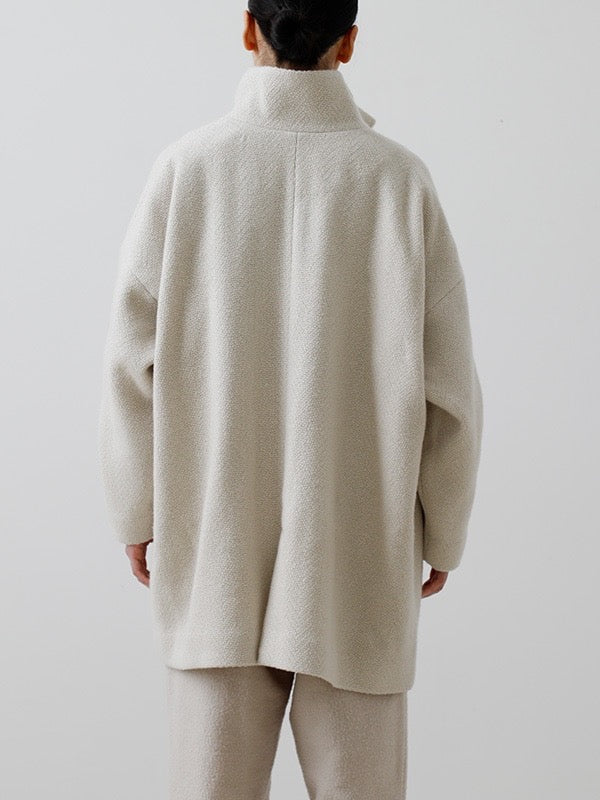 Evam Eva Renew Wool Stand Short Coat Ivory-Evam Eva-Thistle Hill