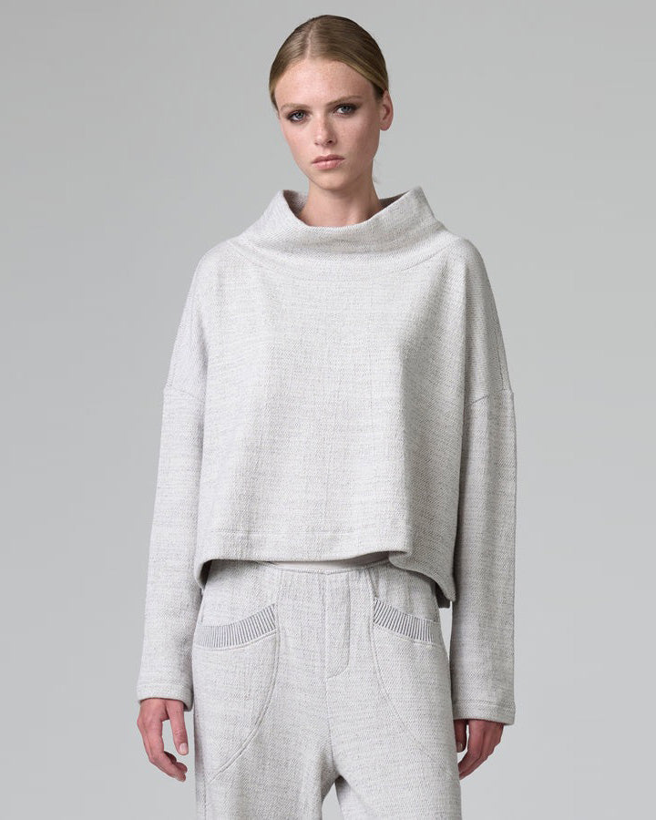 Transit Comfort Fit Turtleneck Knit in micro-patterned wool and cotton Chalk-Transit-Thistle Hill