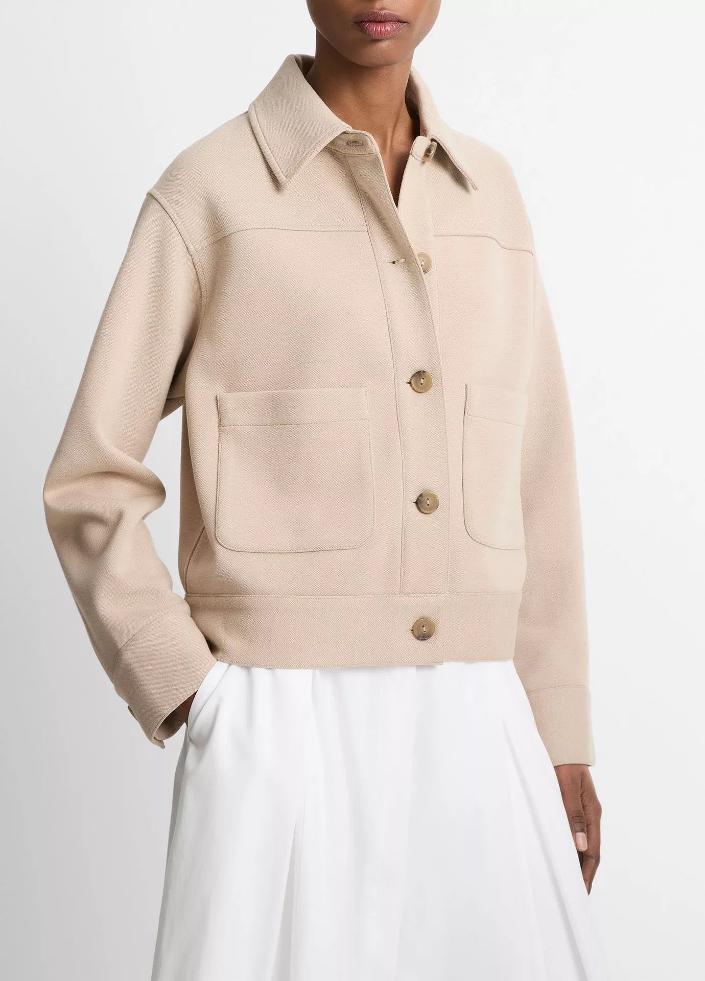 Vince Double Face Cropped Jacket Light Sandbar-Vince-Thistle Hill