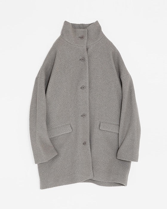 Evam Eva Renew Wool Stand Short Coat Mocha-Evam Eva-Thistle Hill