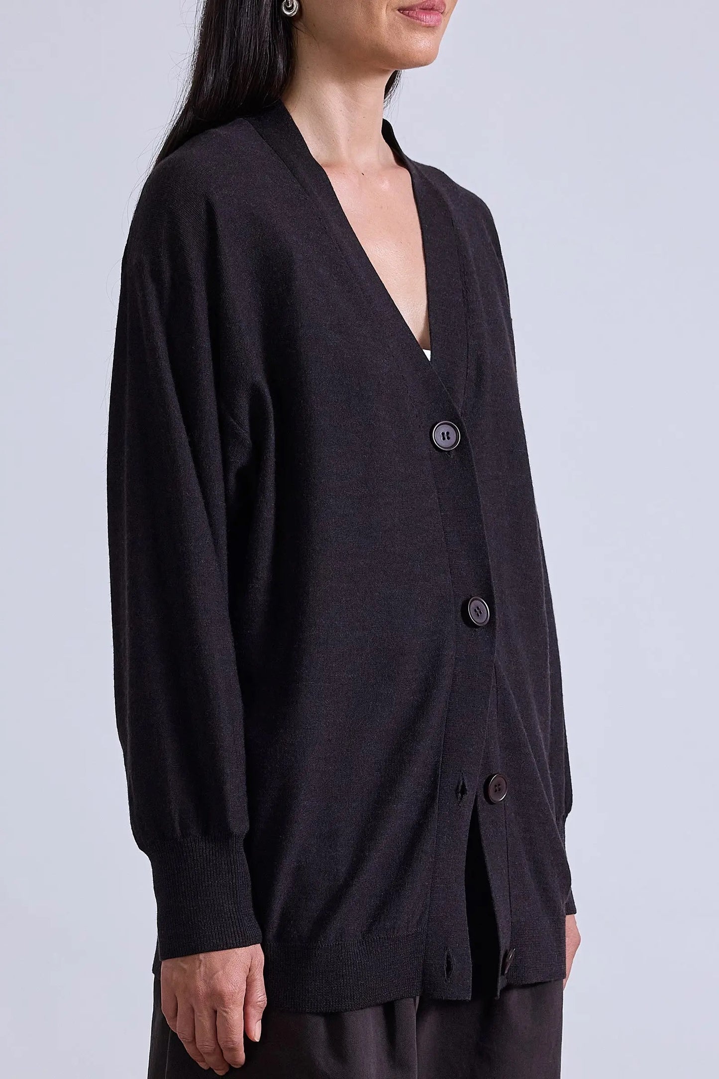 Apiece Apart Tissue Weight Cardigan Deep Espresso-Apiece Apart-Thistle Hill