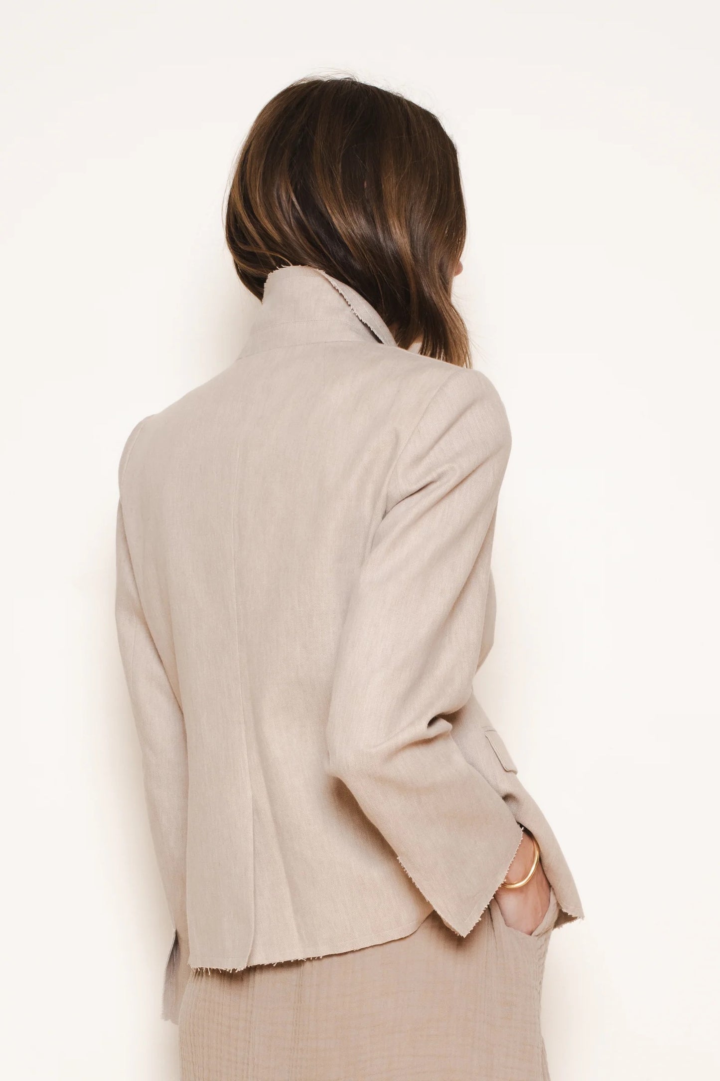 Raquel Allegra Pico Blazer Wheat Cotton Linen-Raquel Allegra-Thistle Hill