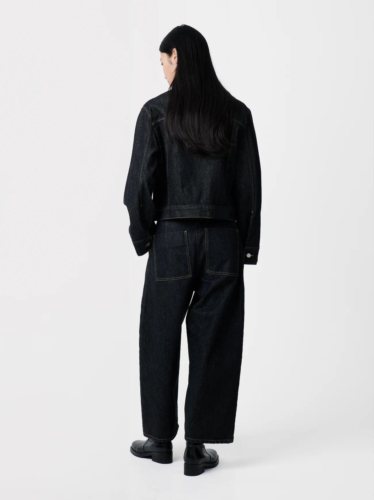 Studio Nicholson Denim Boxy Jacket with Pocket Detail Black-Studio Nicholson-Thistle Hill