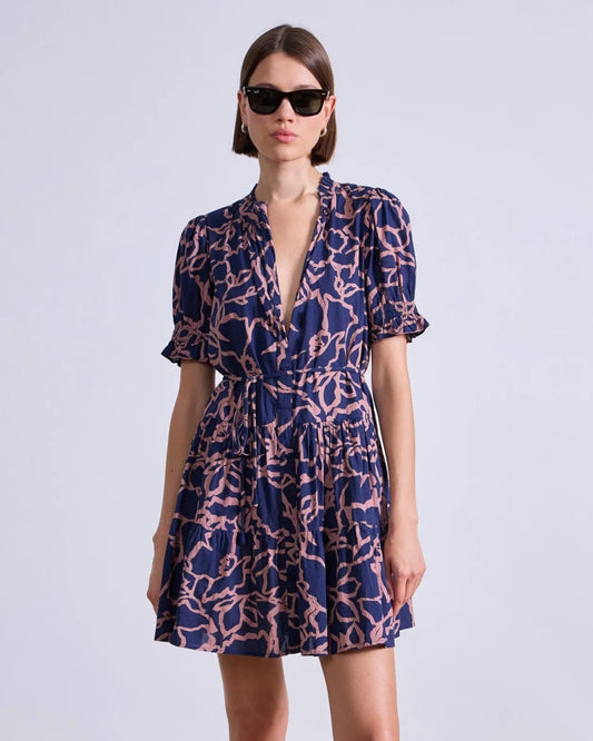 Apiece Apart Las Almas Dress Large Lace Floral Navy-Apiece Apart-Thistle Hill