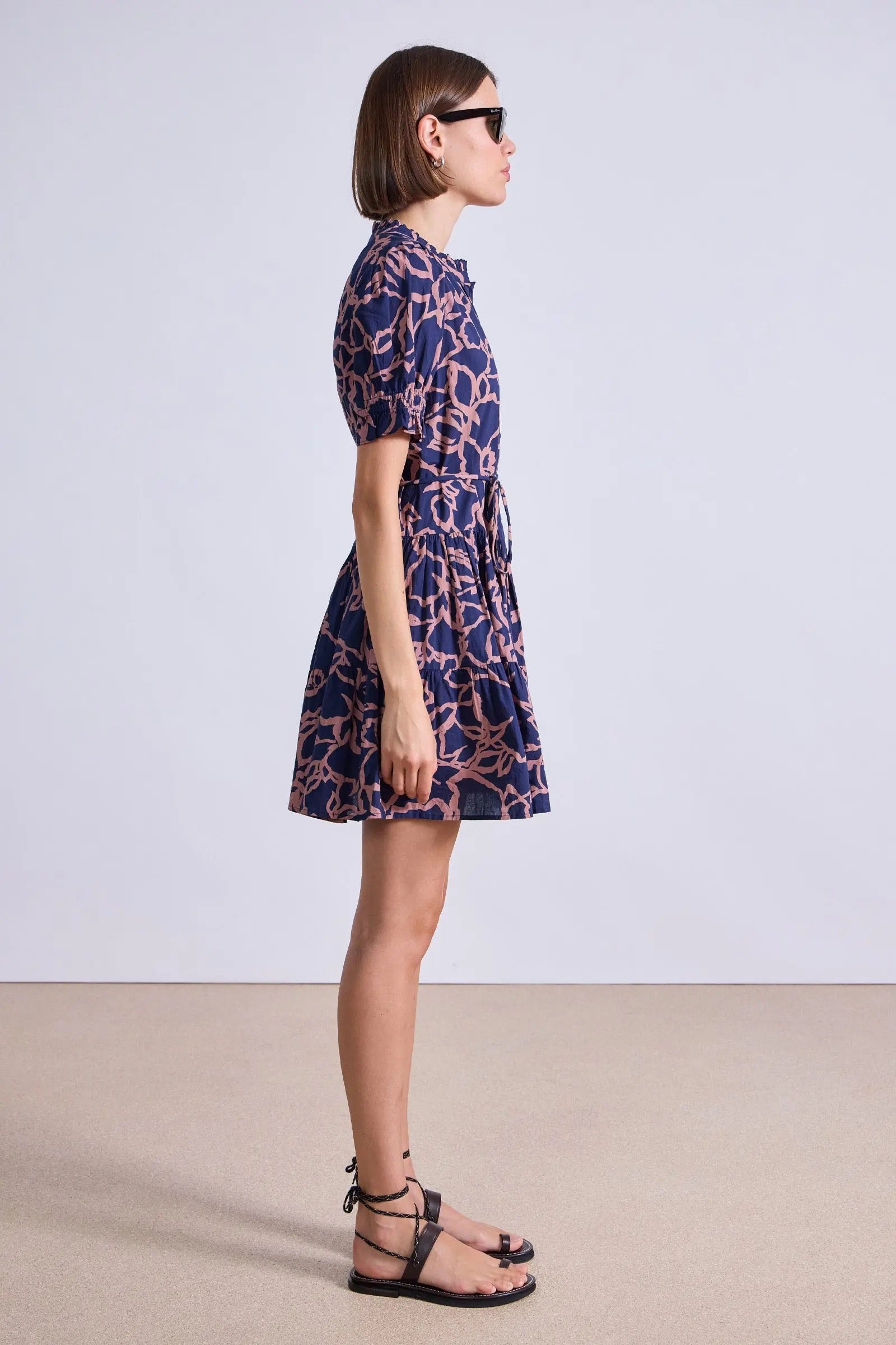 Apiece Apart Las Almas Dress Large Lace Floral Navy-Apiece Apart-Thistle Hill
