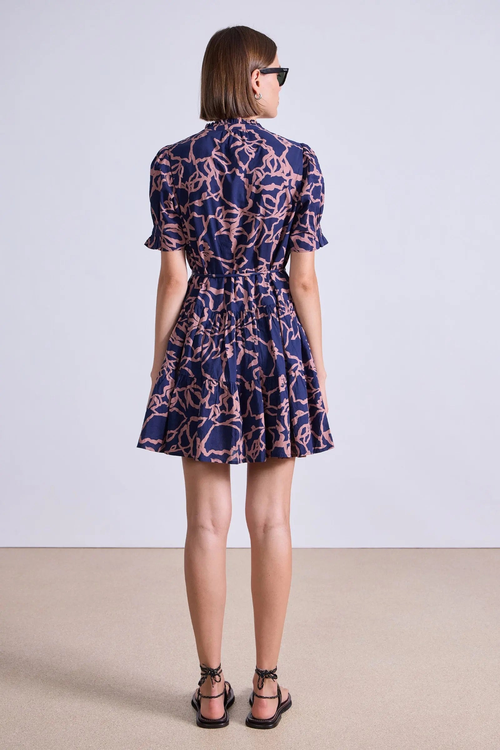 Apiece Apart Las Almas Dress Large Lace Floral Navy-Apiece Apart-Thistle Hill