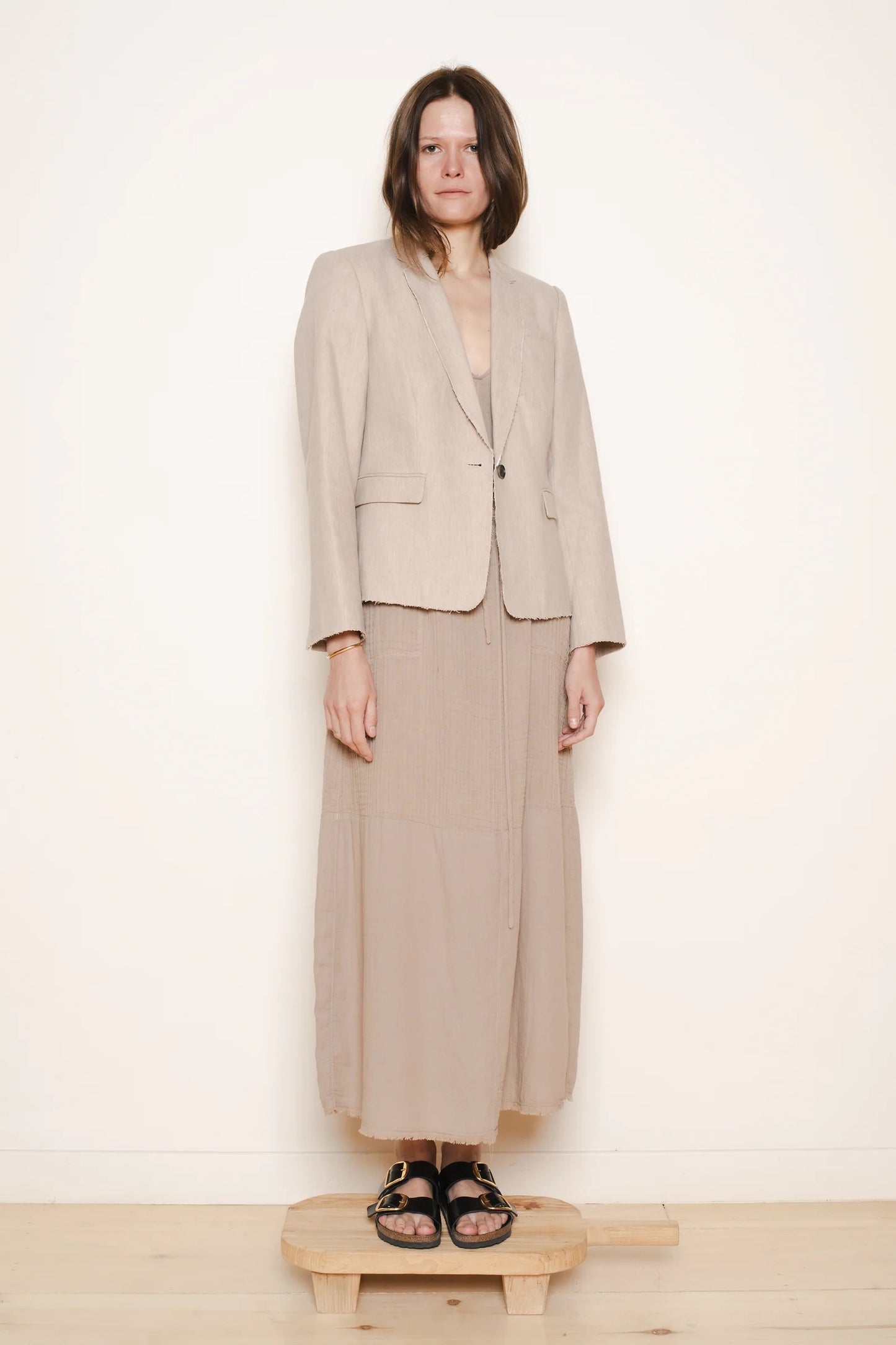 Raquel Allegra Pico Blazer Wheat Cotton Linen-Raquel Allegra-Thistle Hill