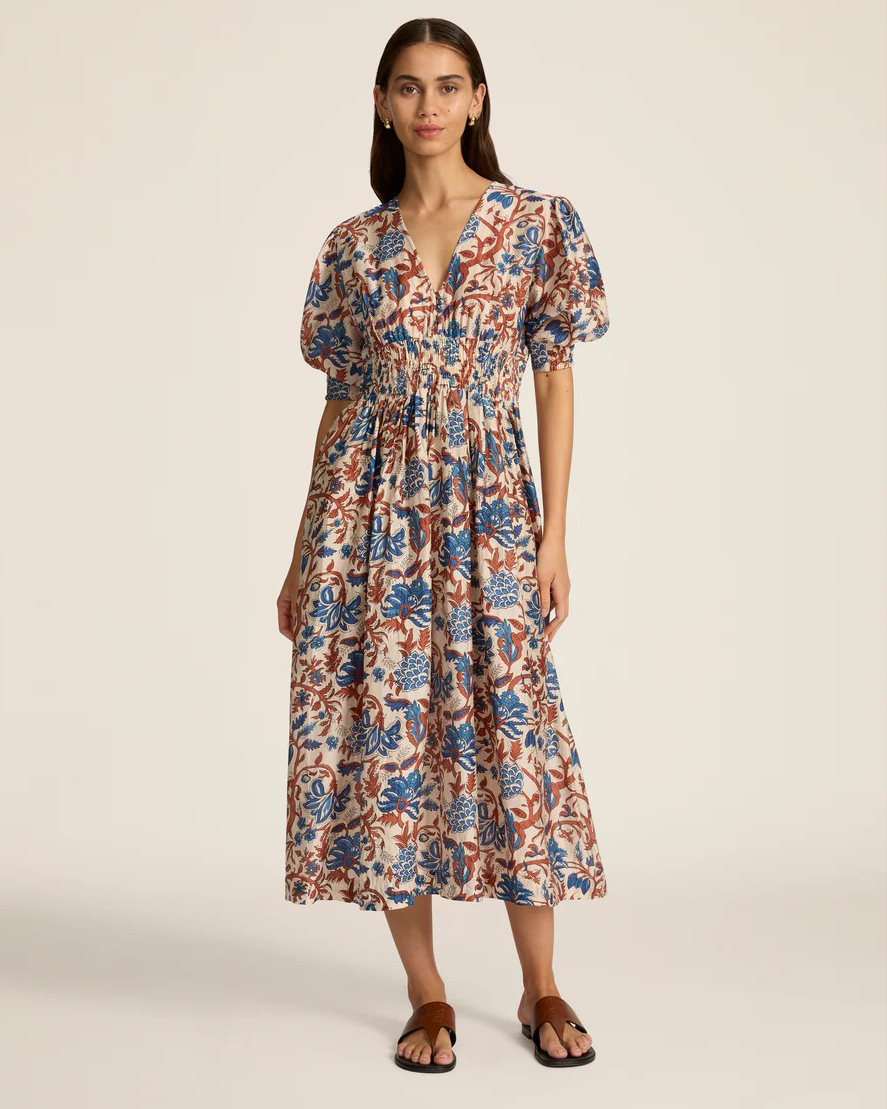 Hannah Art Wear Sophia Midi Dress Fernando Azure-Hannah Art Wear-Thistle Hill