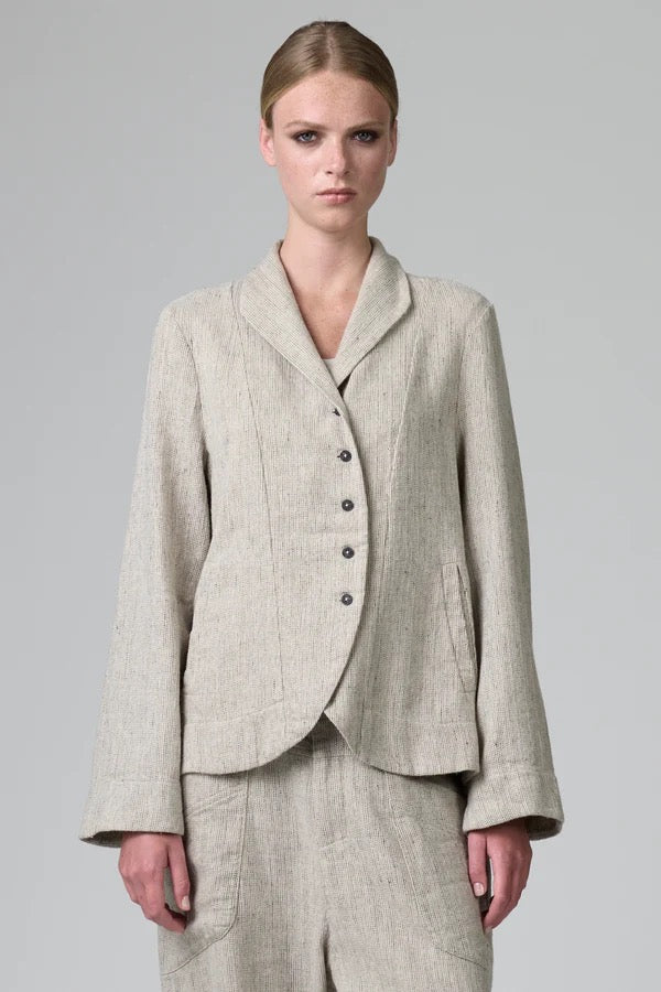 Transit Regular Fit Jacket in Herringbone Stretch Wool Blend Chalk-Transit-Thistle Hill