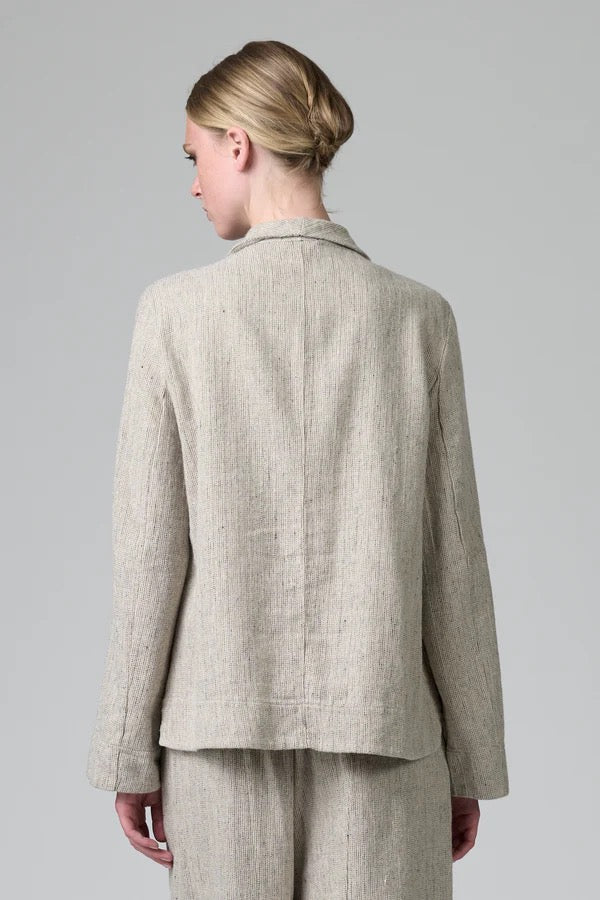 Transit Regular Fit Jacket in Herringbone Stretch Wool Blend Chalk-Transit-Thistle Hill
