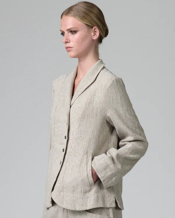 Transit Regular Fit Jacket in Herringbone Stretch Wool Blend Chalk-Transit-Thistle Hill