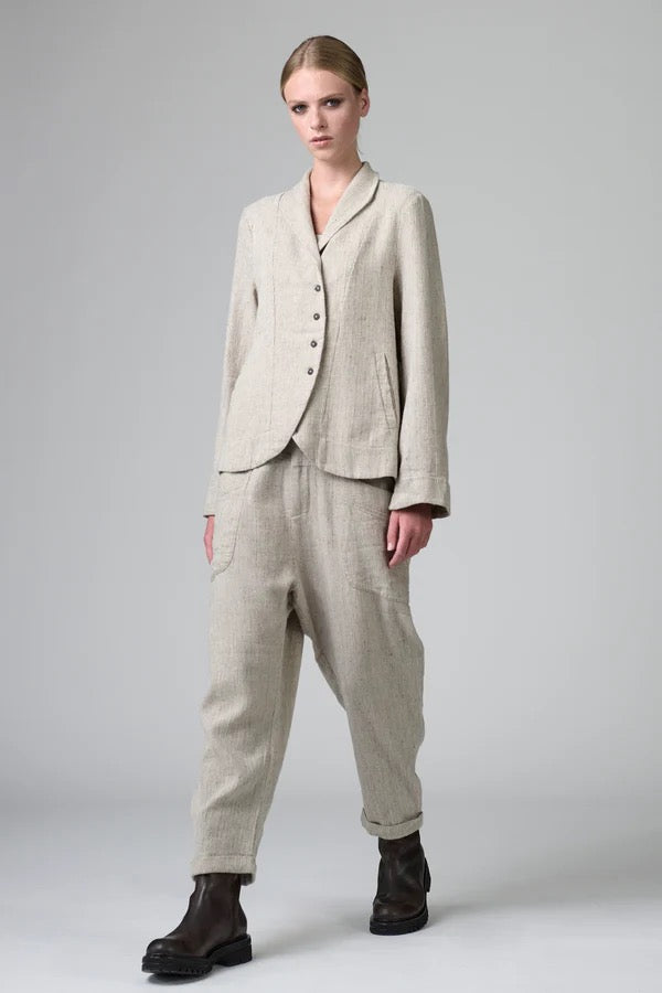 Transit Regular Fit Jacket in Herringbone Stretch Wool Blend Chalk-Transit-Thistle Hill