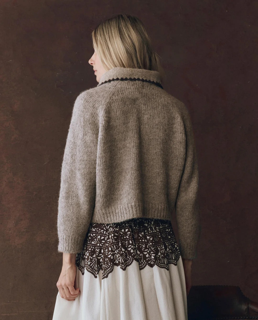 The Great The Crochet Collar Pullover Oat with Brown-The Great-Thistle Hill