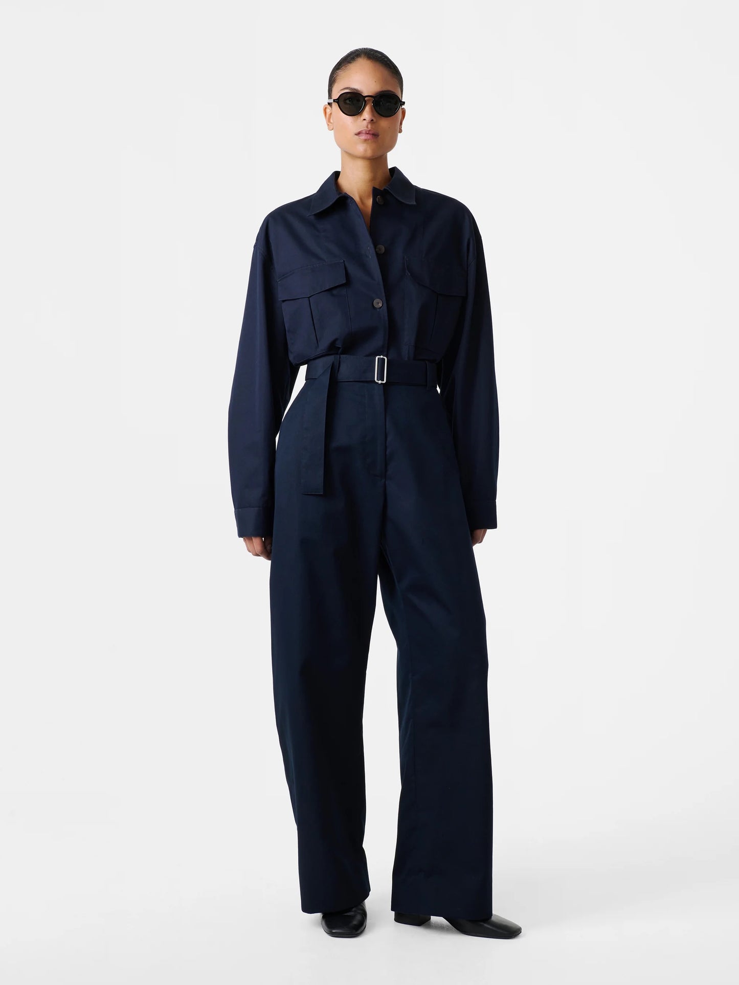 Studio Nicholson Belted Round Leg Pant Darkest Navy-Studio Nicholson-Thistle Hill