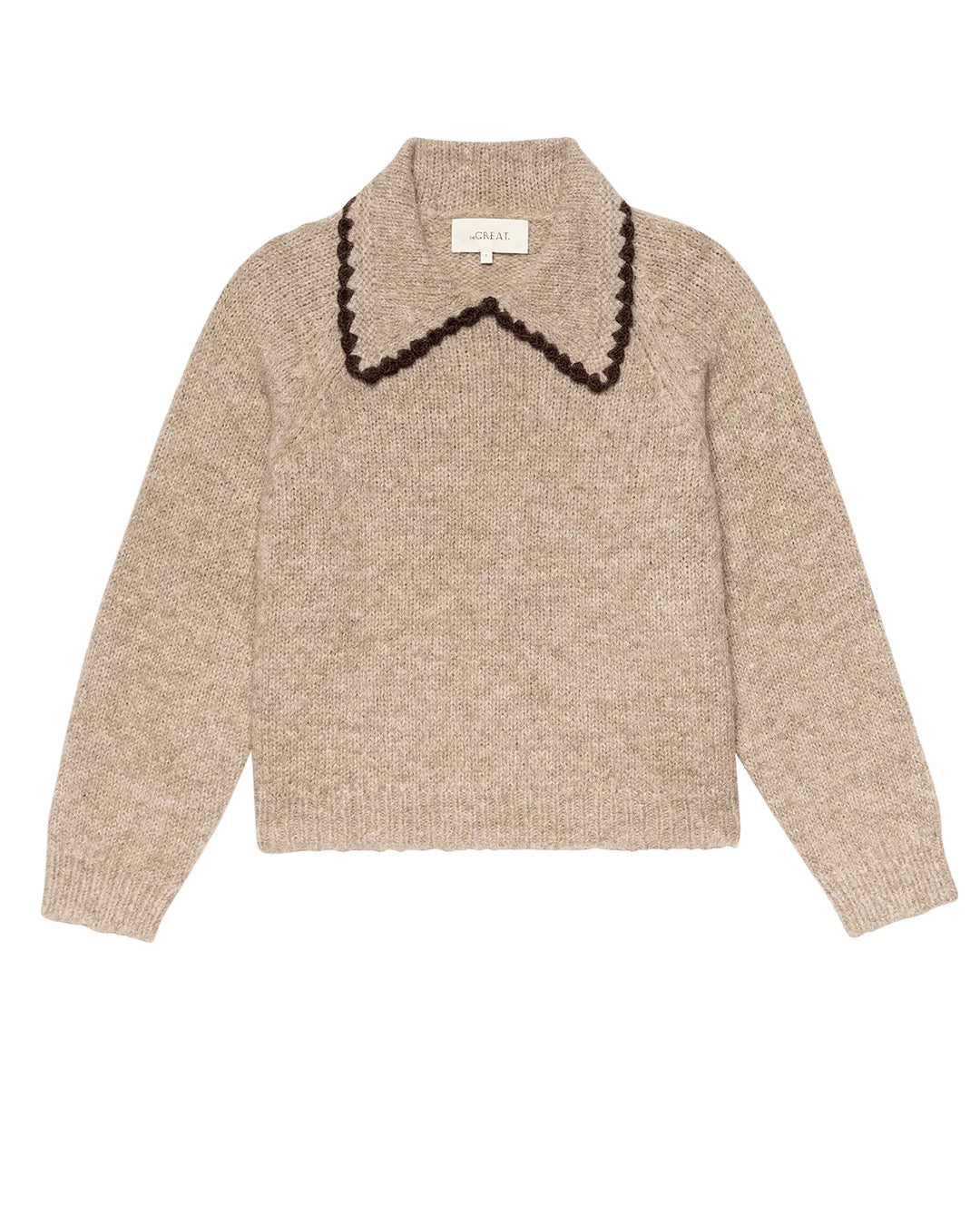 The Great The Crochet Collar Pullover Oat with Brown-The Great-Thistle Hill