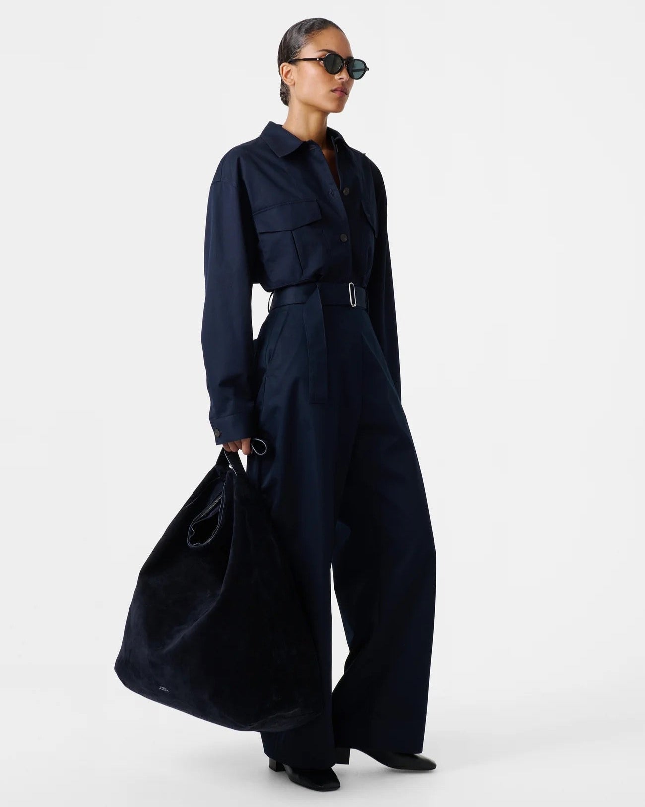 Studio Nicholson Belted Round Leg Pant Darkest Navy-Studio Nicholson-Thistle Hill