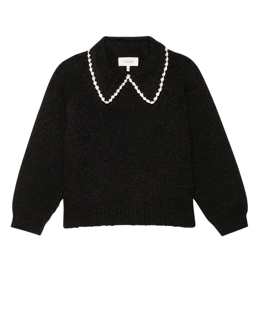 The Great The Crochet Collar Pullover Black with Soft White-The Great-Thistle Hill