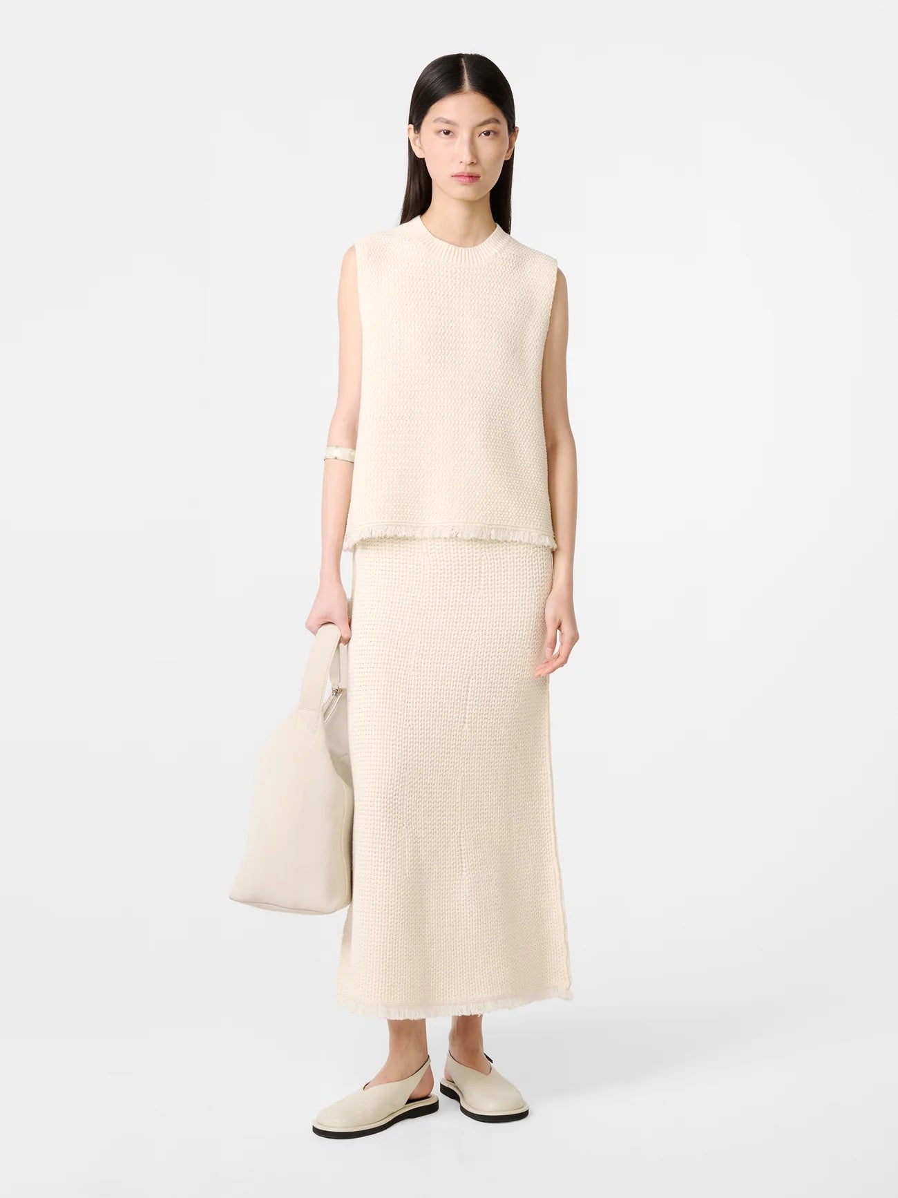 Studio Nicholson Fray Knit Cotton Vest Cream-Studio Nicholson-Thistle Hill