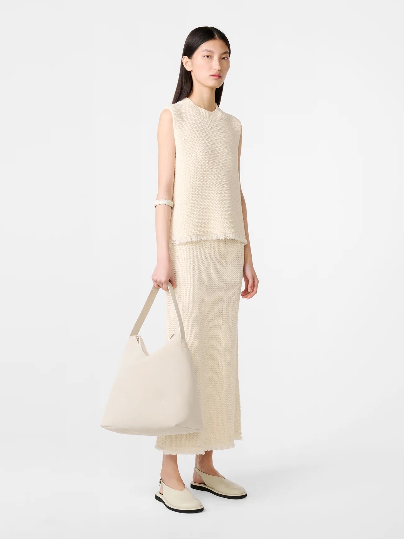 Studio Nicholson Fray Knit Cotton Vest Cream-Studio Nicholson-Thistle Hill