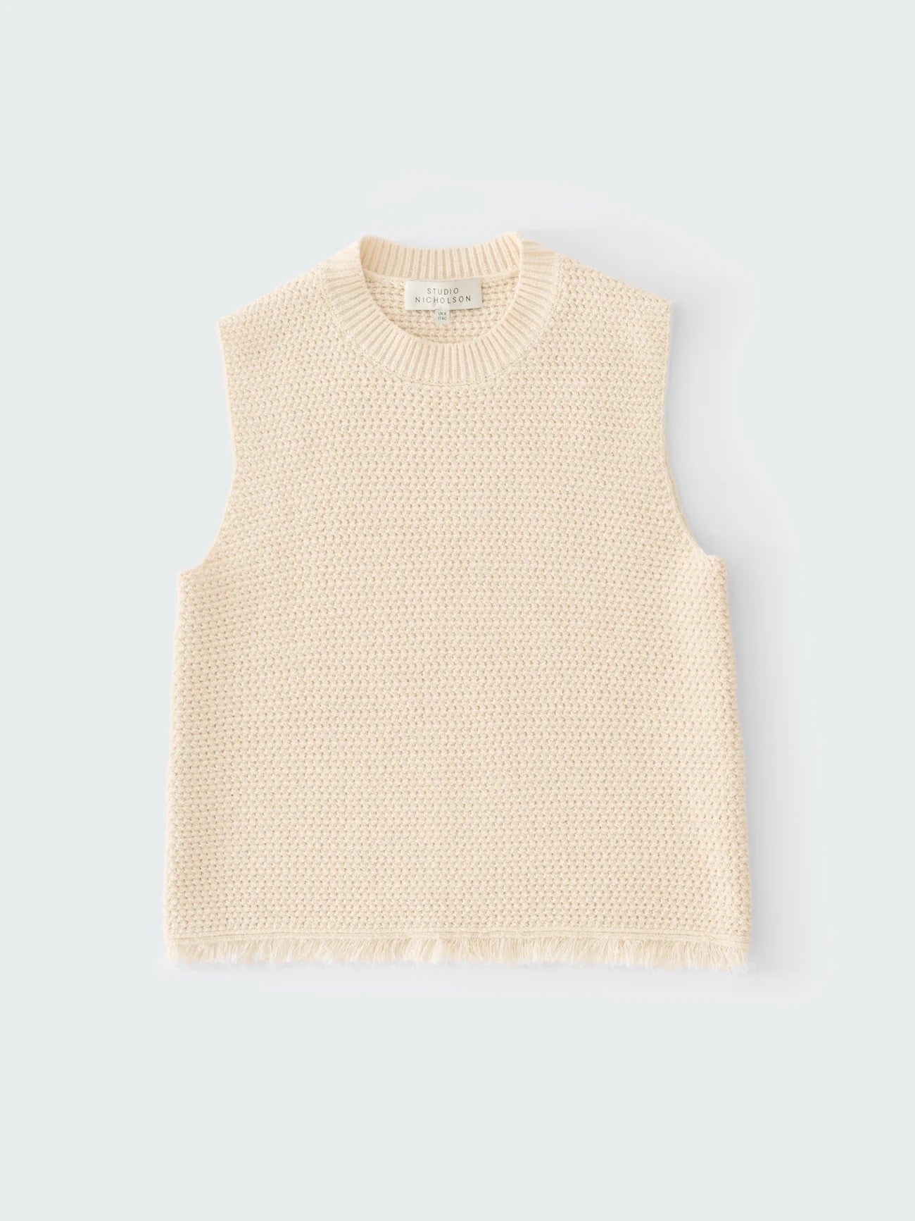 Studio Nicholson Fray Knit Cotton Vest Cream-Studio Nicholson-Thistle Hill