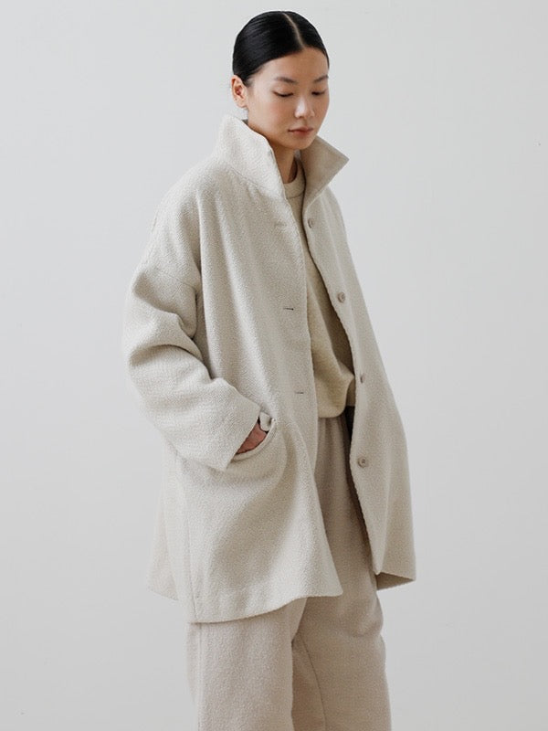 Evam Eva Renew Wool Stand Short Coat Ivory-Evam Eva-Thistle Hill