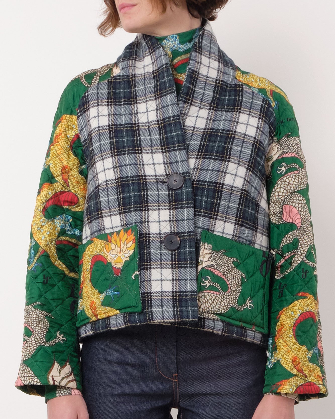 La Prestic Ouiston Green Dragon & Tartan Jacket – Thistle Hill