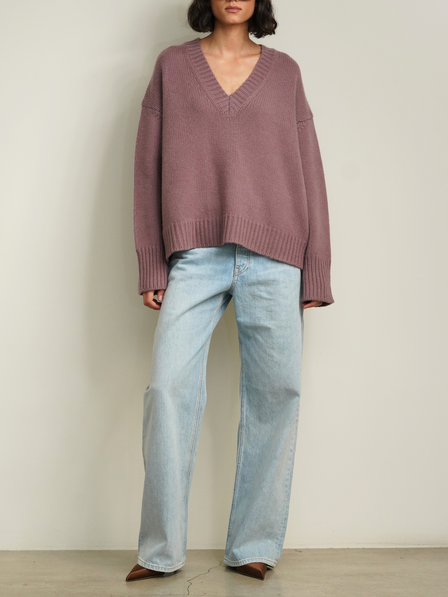 Sablyn Nylah Slouchy V-Neck Pullover Dusty Violet-Sablyn-Thistle Hill