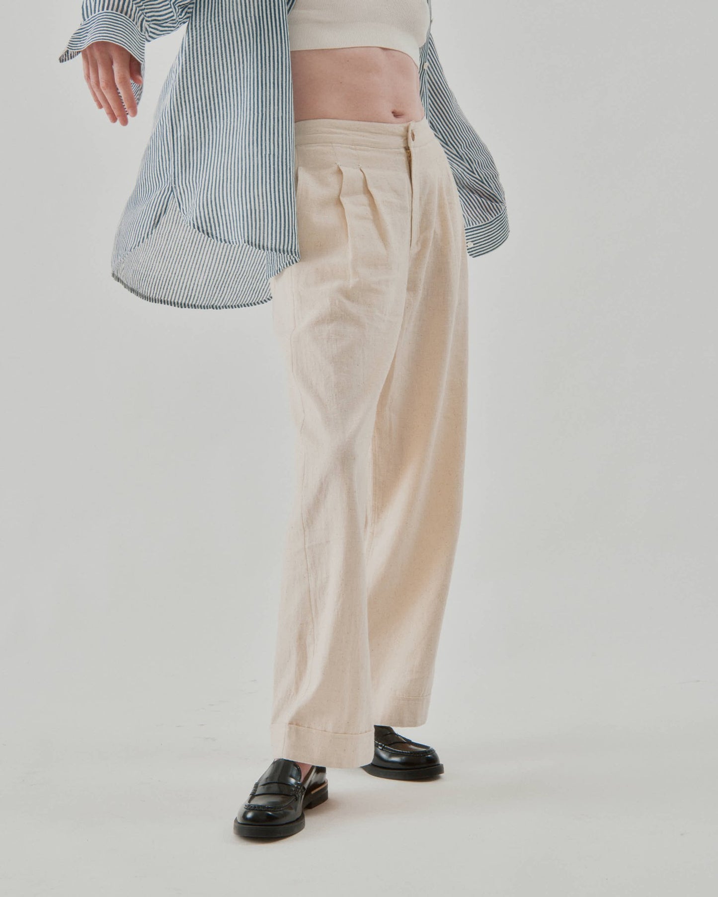 NYMåNE Wes Pleat Pant Natural-NYMåNE-Thistle Hill