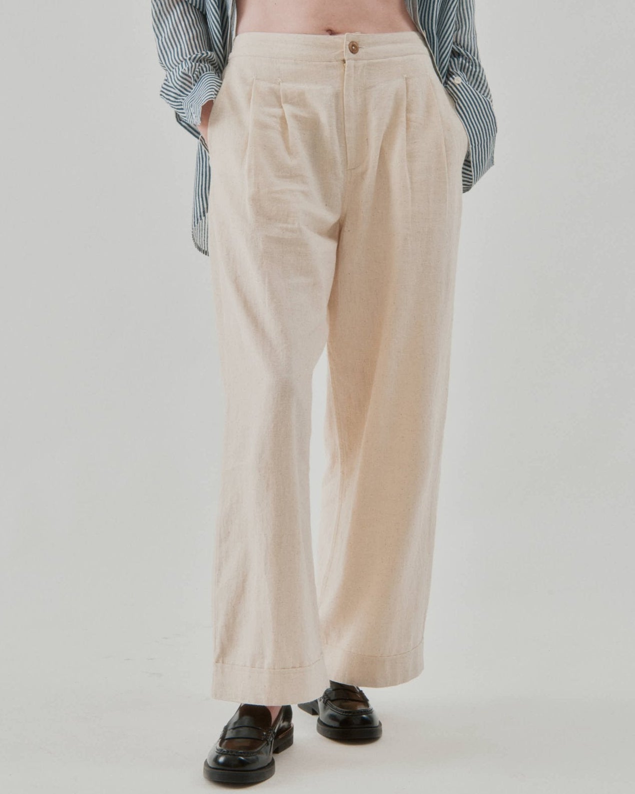 NYMåNE Wes Pleat Pant Natural-NYMåNE-Thistle Hill
