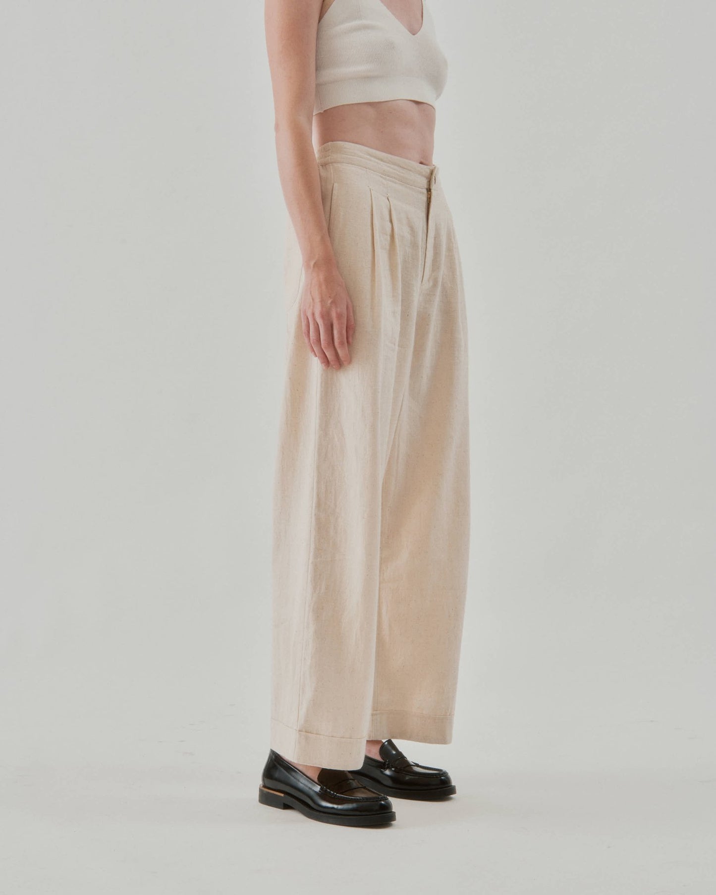 NYMåNE Wes Pleat Pant Natural-NYMåNE-Thistle Hill