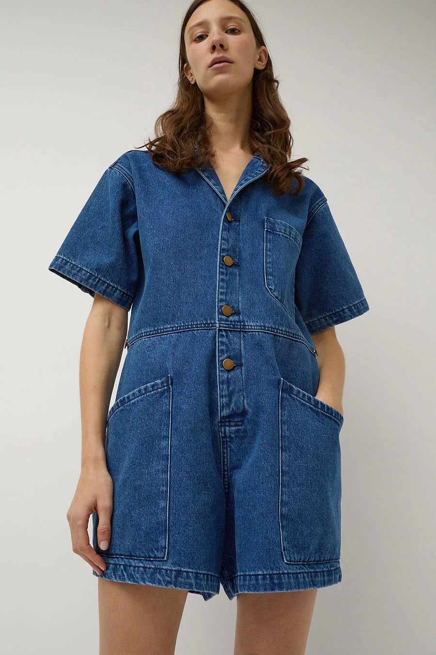 No. 6 Bree Jumpsuit Medium Blue Wash Denium-No. 6-Thistle Hill