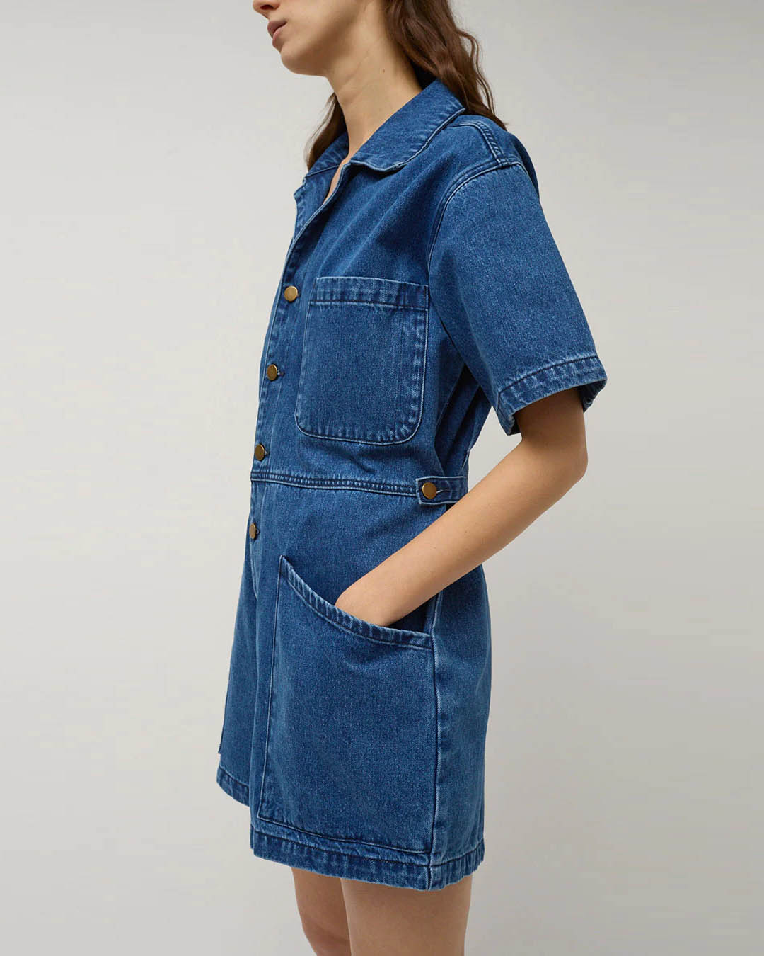 No. 6 Bree Jumpsuit Medium Blue Wash Denium-No. 6-Thistle Hill