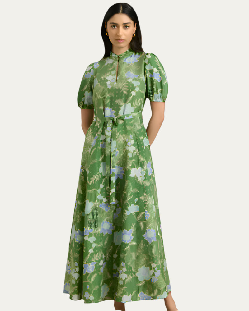 Hannah Art Wear Oceanus Dress Bloom Jungle Green-Hannah Art Wear-Thistle Hill