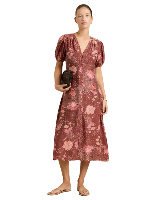 Hannah Art Wear Olivia Dress Bloom Burgundy-Hannah Art Wear-Thistle Hill