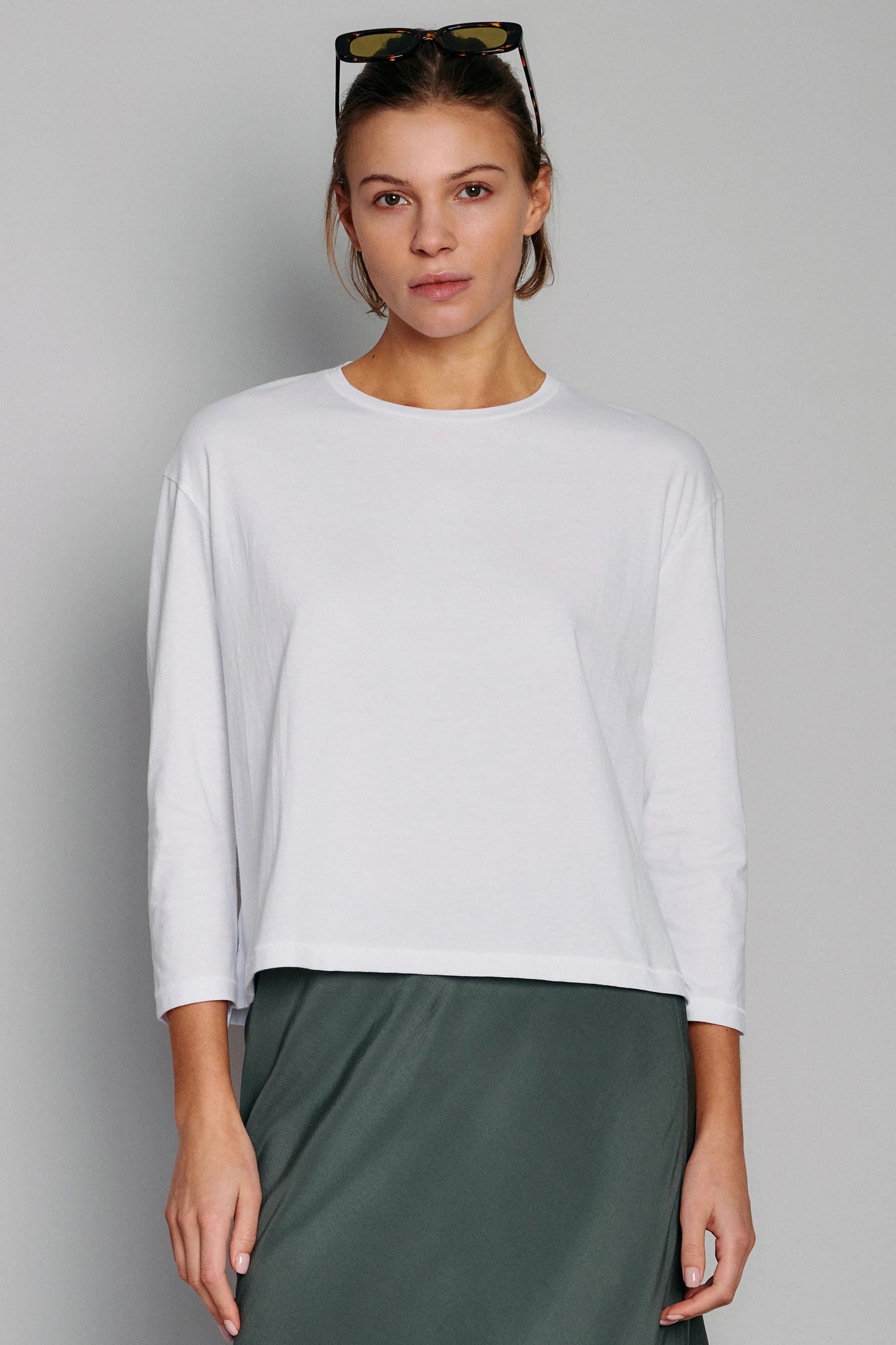 Organic by John Patrick 3/4 Sleeve Tee White-Organic by John Patrick-Thistle Hill