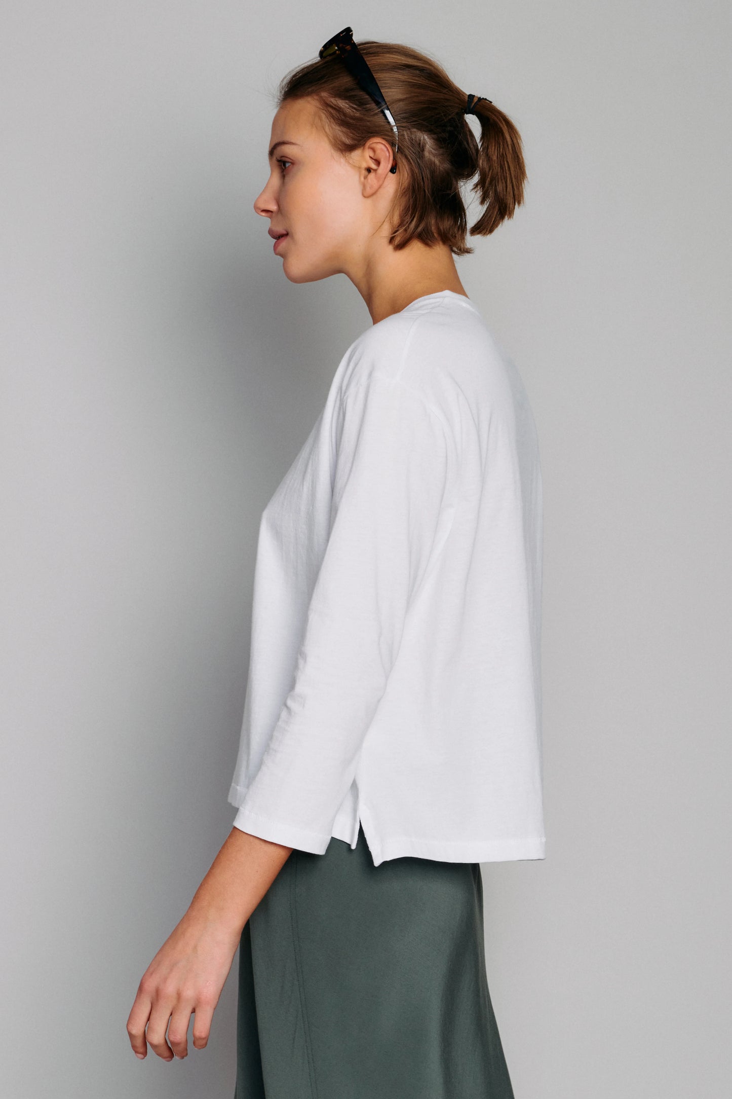 Organic by John Patrick 3/4 Sleeve Tee White-Organic by John Patrick-Thistle Hill