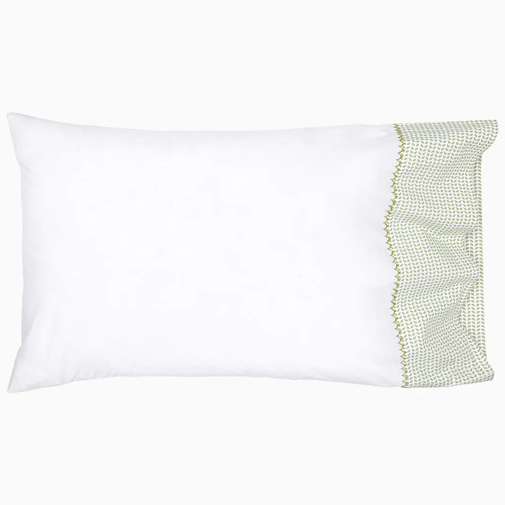 John Robshaw Cinde Cuff Sage Organic Sheet Standard Cases-John Robshaw-Thistle Hill