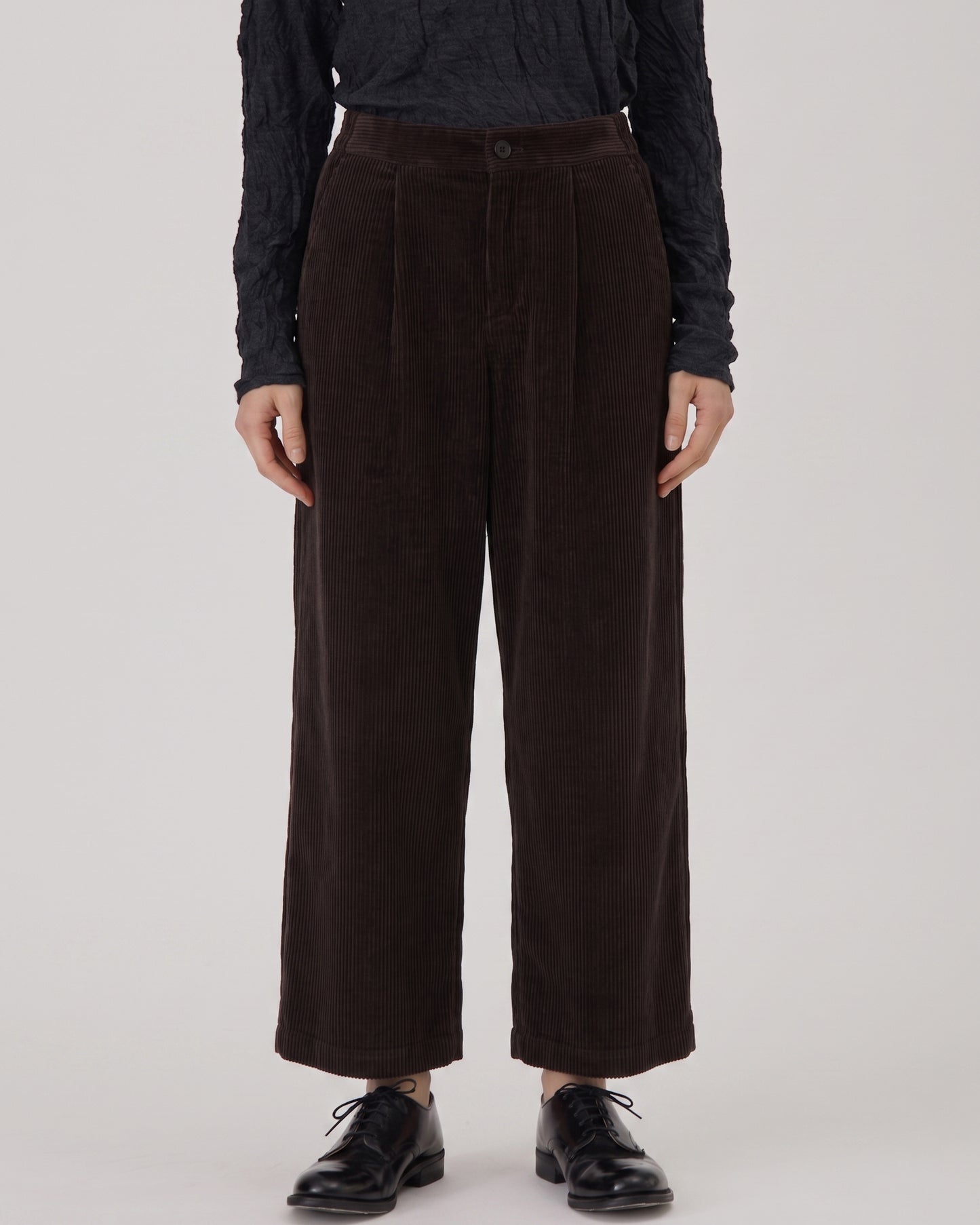 Pas De Calais Washed Corduroy Full-Length Wide Pants Brown-Pas De Calais-Thistle Hill