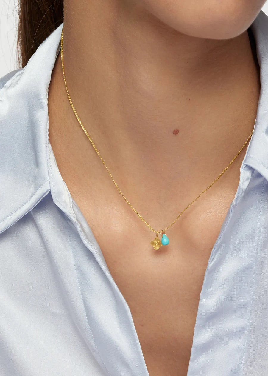 Pippa Small 18kt Gold Anemone and Single Tiny Pendant on Cord Necklace Chrysoprase-Pippa Small-Thistle Hill