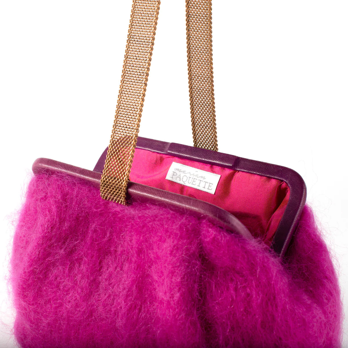 Marian Paquette Susan Mohair Clutch with Vintage Chain Fuchsia-Marian Paquette-Thistle Hill