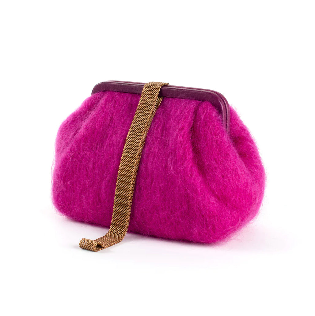 Marian Paquette Susan Mohair Clutch with Vintage Chain Fuchsia-Marian Paquette-Thistle Hill