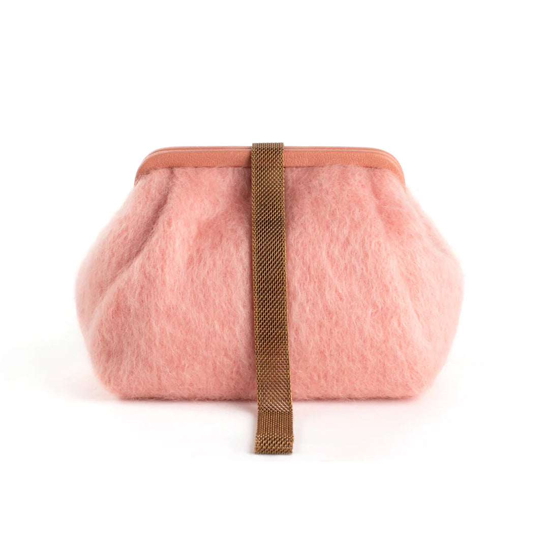 Marian Paquette Susan Mohair Clutch with Vintage Chain Blush-Marian Paquette-Thistle Hill