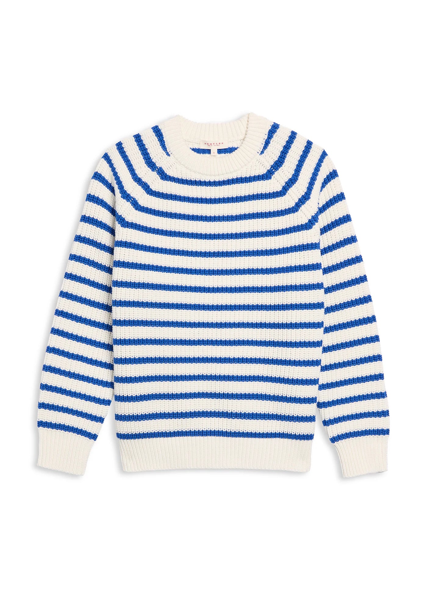 Demylee Phoebe Stripe Cotton Sweater Off White + Blue-Demylee-Thistle Hill