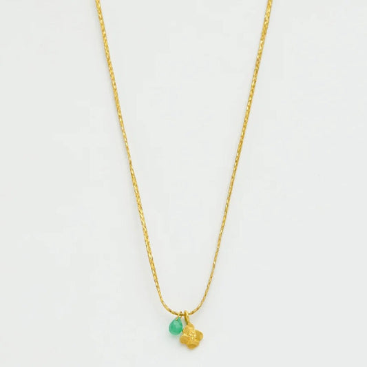 Pippa Small 18kt Gold Anemone and Single Tiny Pendant on Cord Necklace Chrysoprase-Pippa Small-Thistle Hill