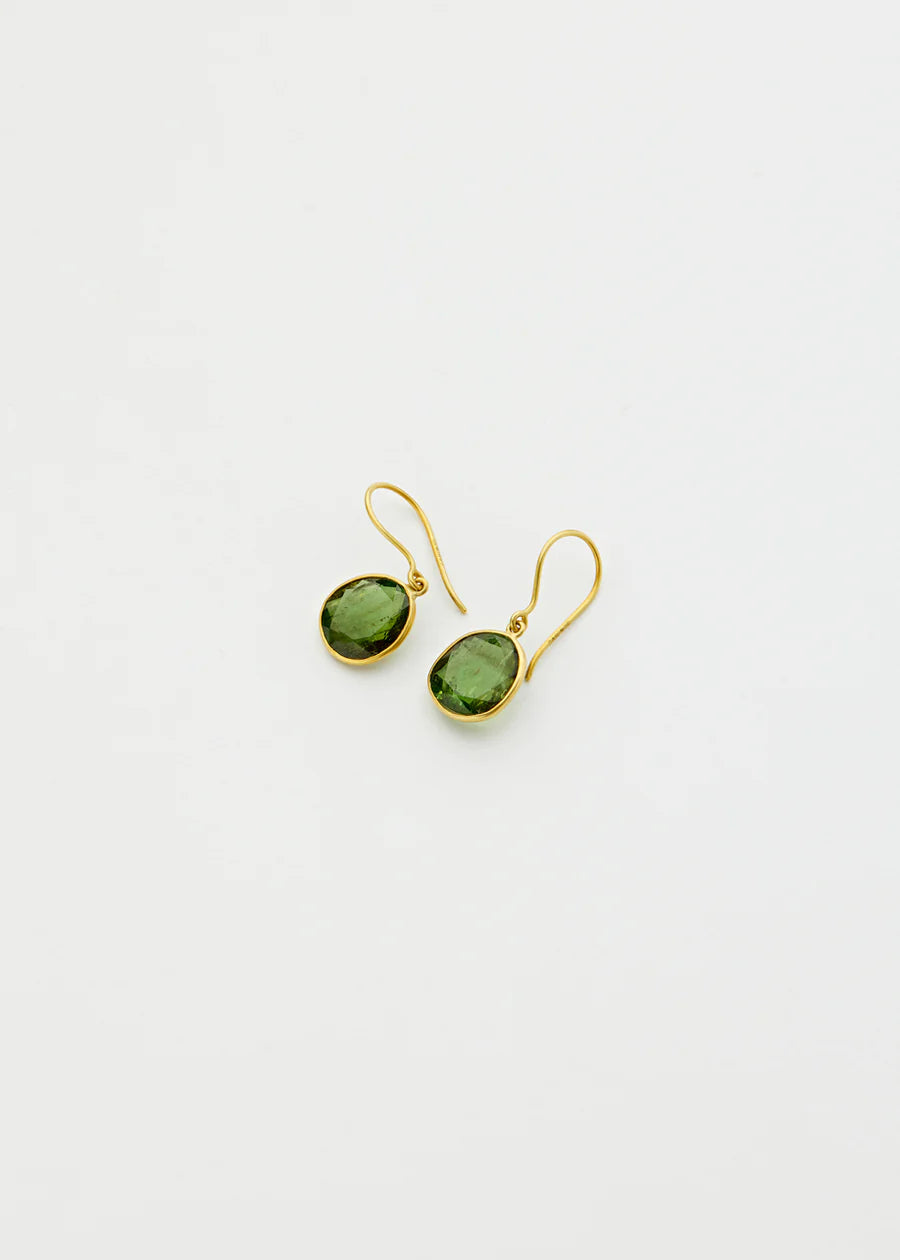 Pippa Small 18kt Gold Iris Single Drop Earrings Green Tourmaline