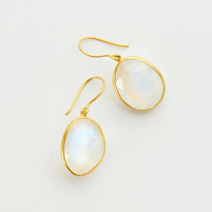 Pippa Small 18kt Gold Theia Single Drop Earrings Rainbow Moonstone-Pippa Small-Thistle Hill
