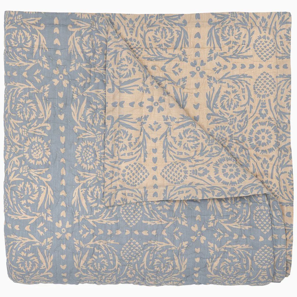John Robshaw Raisa Slate Woven Quilt-John Robshaw-Thistle Hill