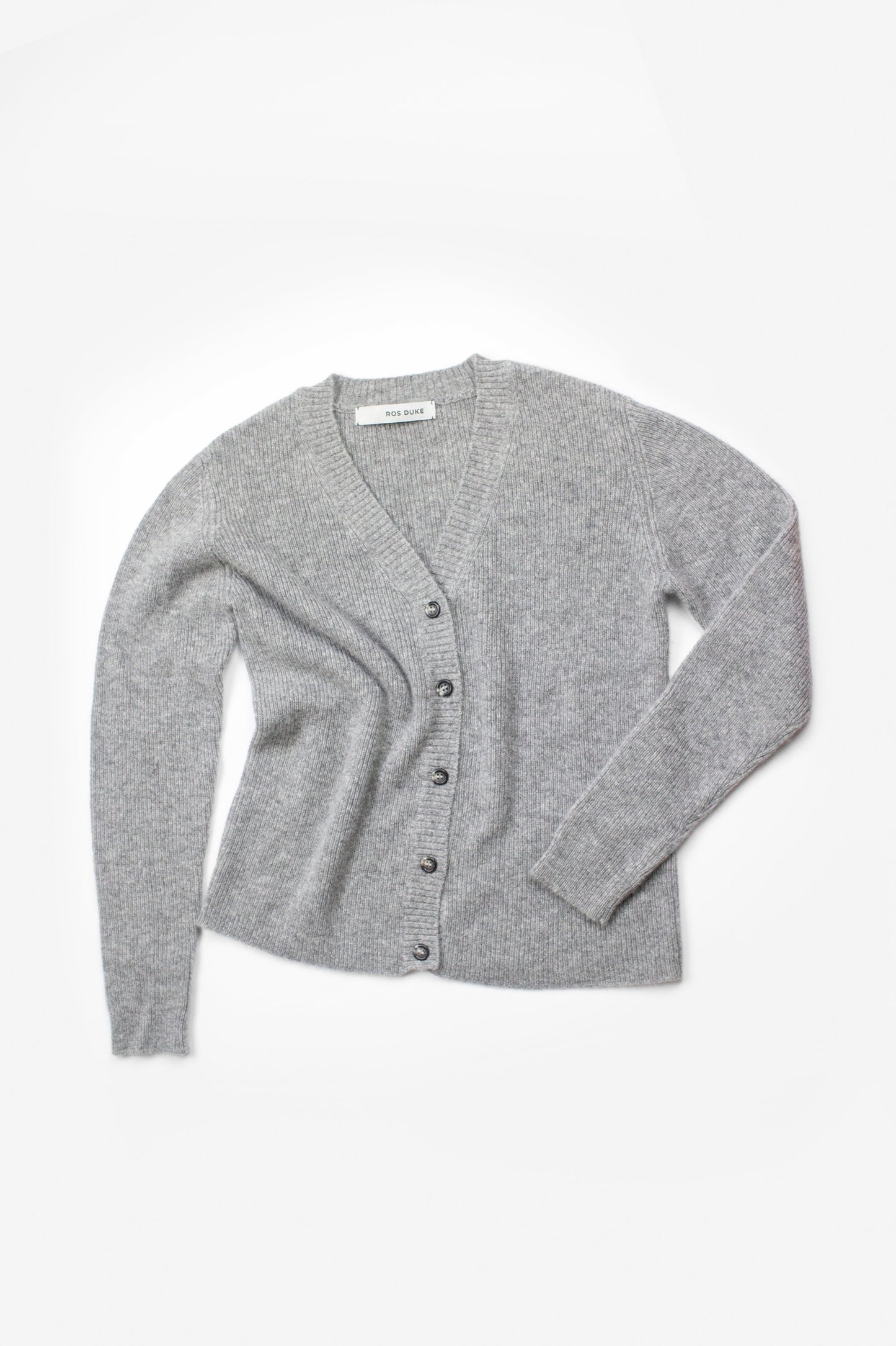 Ros Duke Rib Cardigan Ash Grey