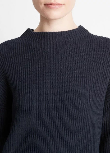 Vince Ribbed Funnel Knit Navy