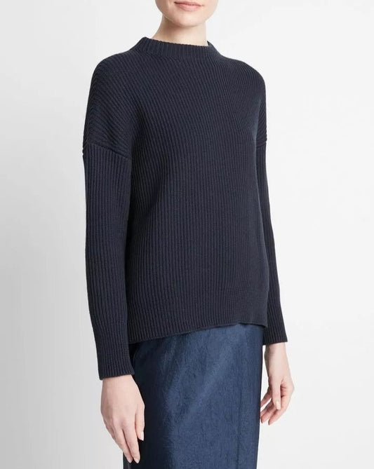 Vince Ribbed Funnel Knit Navy